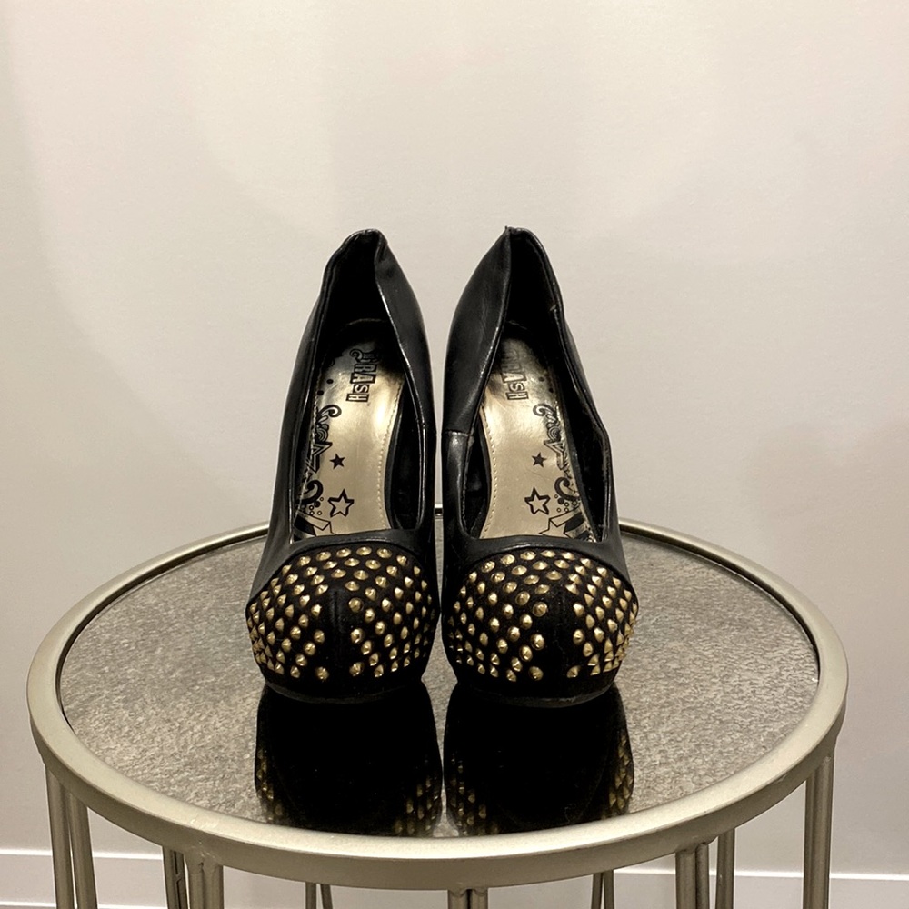 Black gold studded heels